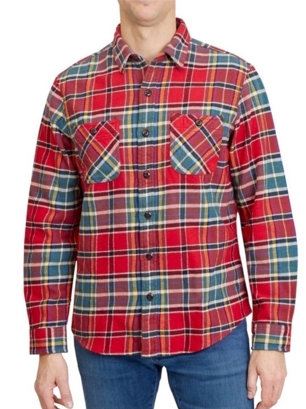Land’s End soft-brushed Rugged plaid Flannel Shirt Men’s medium